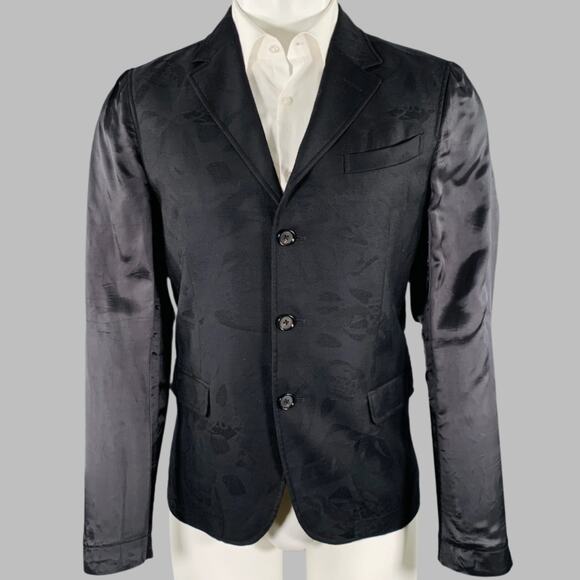ALEXANDER MCQUEEN Size 40 Black Jacquard Wool Blend Sport Coat - Picture 1 of 12